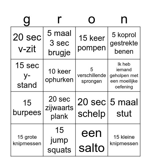 Grond  Bingo Card