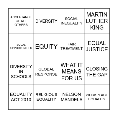 OAK HOUSE EQUALITY BINGO Card