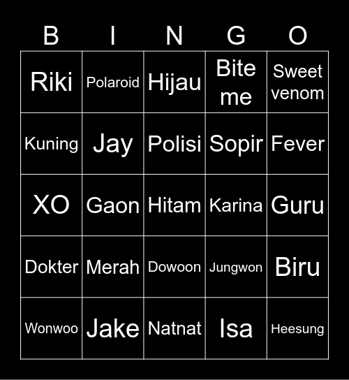 JWWnarik bingo Card