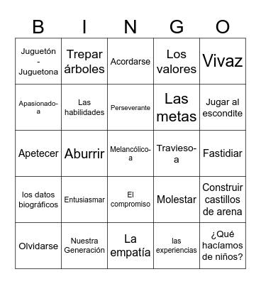 La identidad Bingo Card