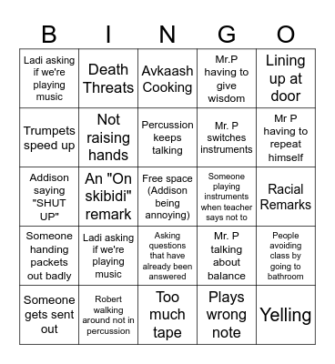 Band Bingo Card