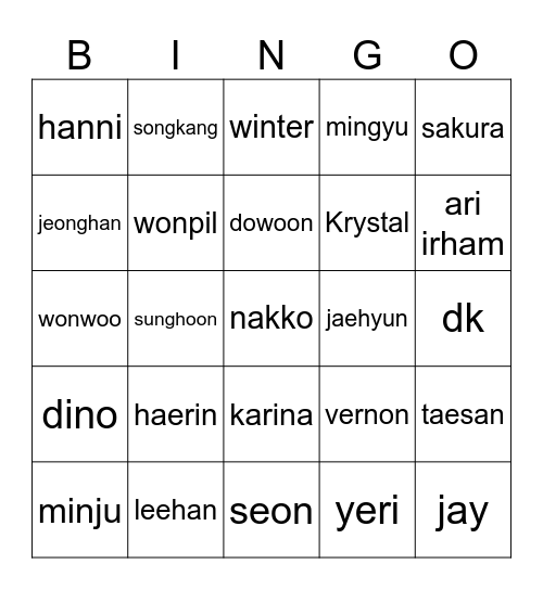 Haeyin Bingo Card