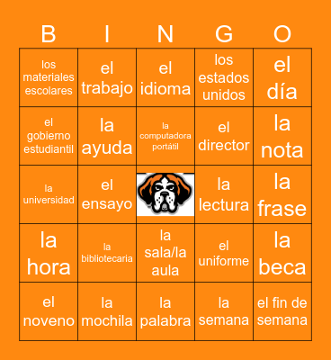 La Educación: Los Sustantivos Bingo Card