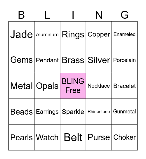 💎 BLING Bingo 💎 Bingo Card