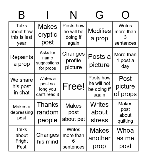 Baldwin Bingo Card