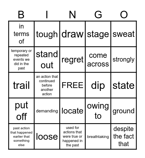 Unit 1 Vocabulary Bingo Card