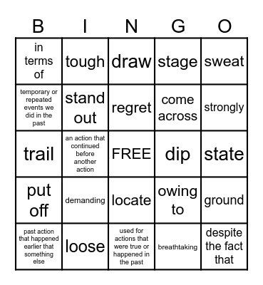 Unit 1 Vocabulary Bingo Card