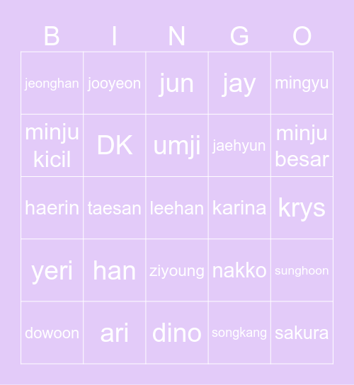 nakkooooo Bingo Card