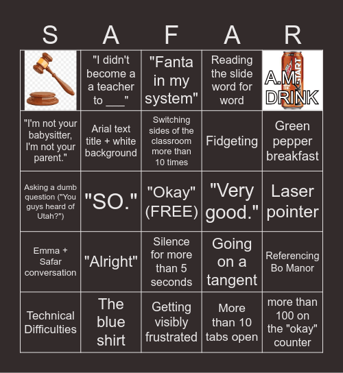 MR SAFAR BINGO Card