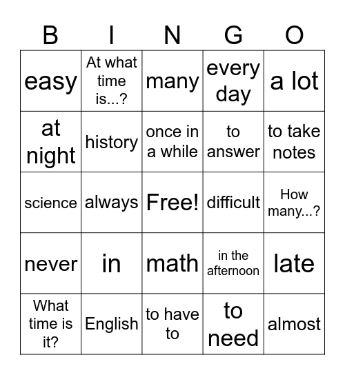 Untitled Bingo Card