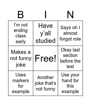 Untitled Bingo Card