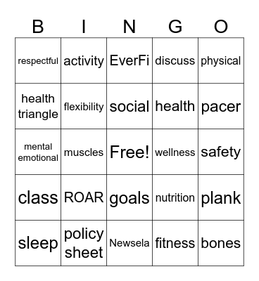 Health Bingo Card