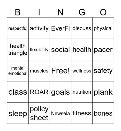 Health Bingo Card