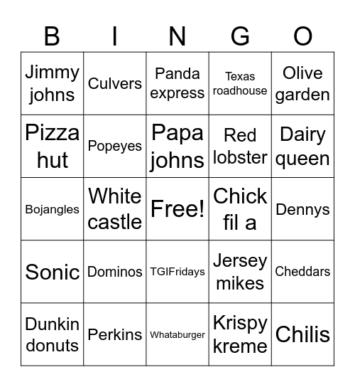 BINGO Card