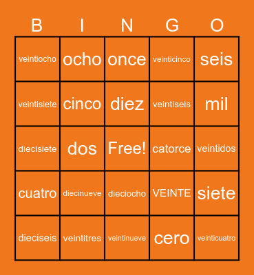 LOS NÚMEROS Bingo Card