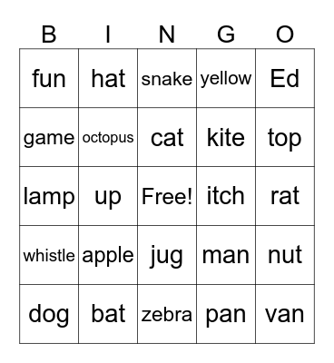 Fundations Bingo Card
