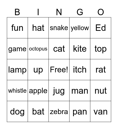 Fundations Bingo Card