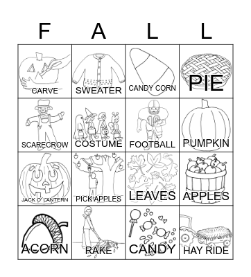 FALL BINGO B&W Bingo Card