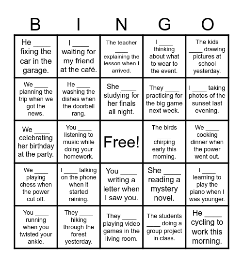 Continuous Bingo Card