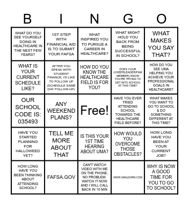 "PHRASES" Bingo Card