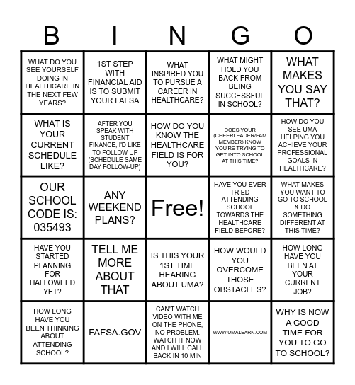 "PHRASES" Bingo Card