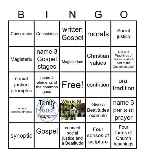 Religion Unit 1 GR 8 Thompson Bingo Card