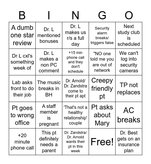 AOMS bingo Card