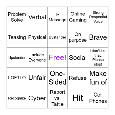Bully Review Bingo Card