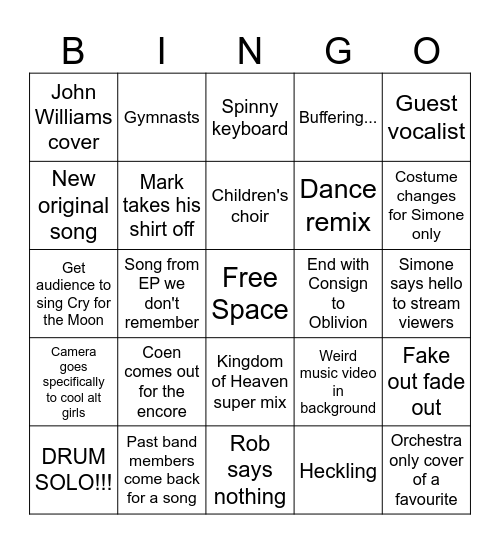 Epica Bingo Card