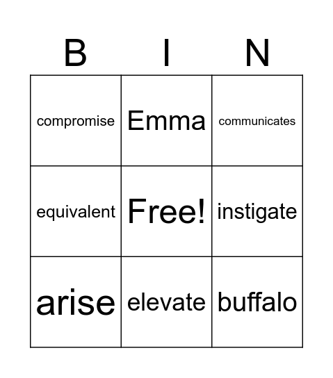 Period 2 Bingo Card