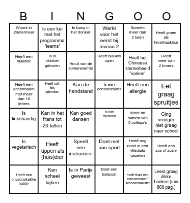 Kennismakingsbingo Card