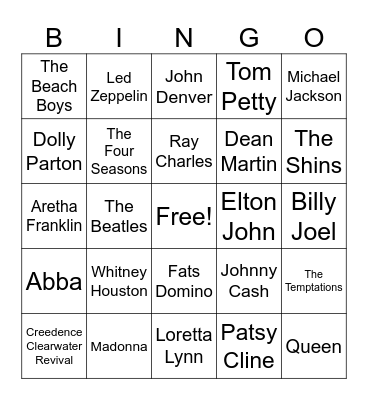 Artist Bingo Card