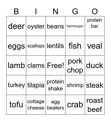 PROTEIN Bingo Card