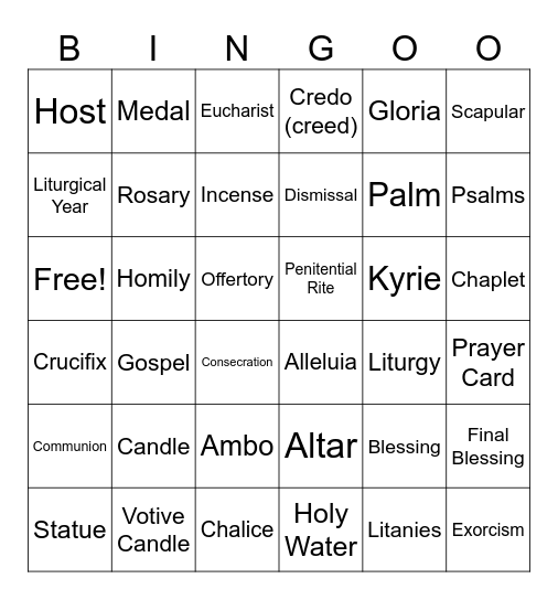 Religion Bingo Card