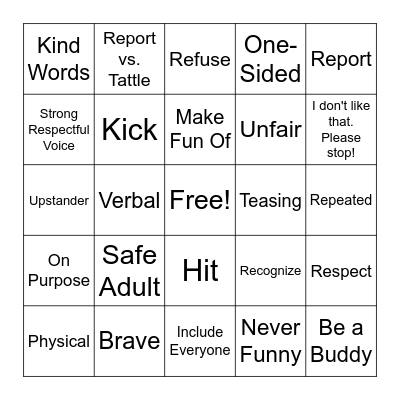 Bully review Bingo Card