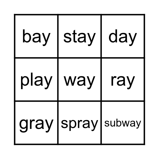 ay Quick Bingo Card