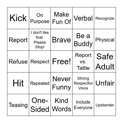 Bully Review Bingo Card