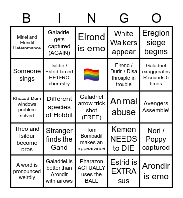 Rings of Power 2x04 Bingo Card