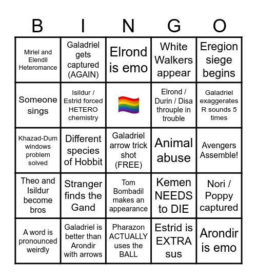 Rings of Power 2x04 Bingo Card