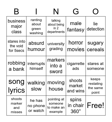 Michael Bingo Card
