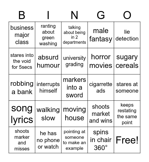 Michael Bingo Card