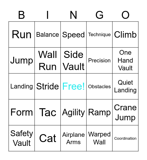 Parkour Bingo Card