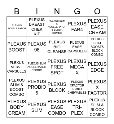 PLEXUS BINGO Card