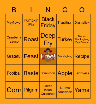 Virtual Thanksgiving Bingo Card