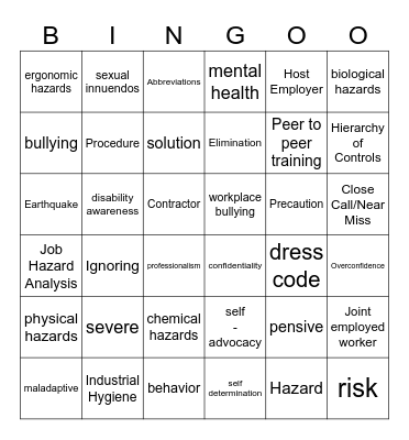 Orientation Week 3 Bingo Card