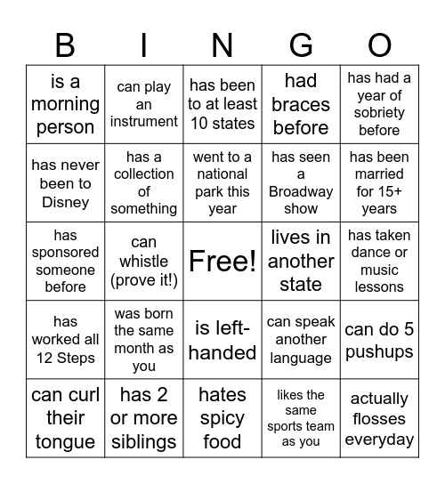 someone who Bingo Card