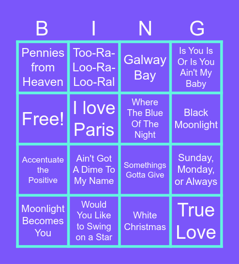 Bing's Movie Hits! Bingo Card