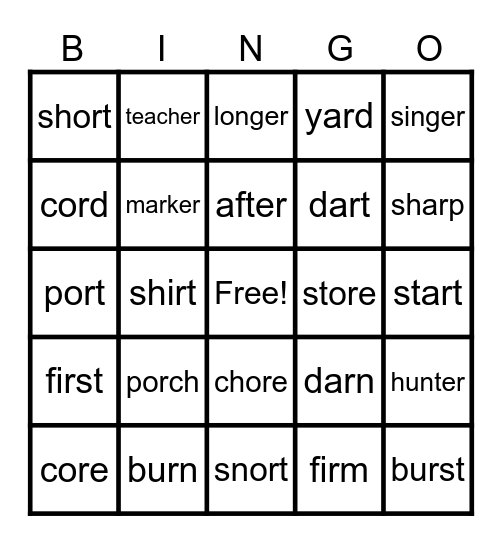 BOSSY R Bingo Card