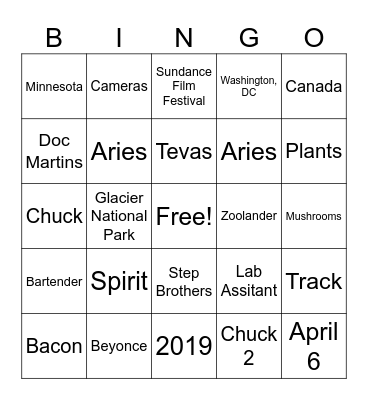 Hana + Pete BINGO! Bingo Card