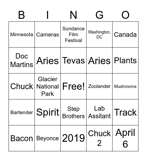 Hana + Pete BINGO! Bingo Card